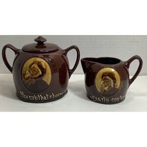 Royal Doulton Kingsware The Cup That Cheers - Hearts Content Sugar & Creamer